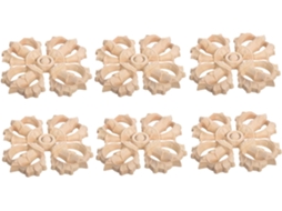 Coheali Conjunto De 6-apliques Decorativos Madeira Sem Pintura Com Entalhes Para Cantos Móveis, Portas De Armários E