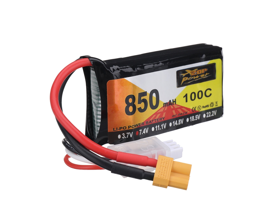 Bateria Zop Power 7,4 V 850 Mah 100c 2s Lipo Xt30 Plug Para Drone Rc