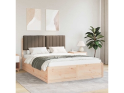 Vidaxl Estrutura De Cama Com Cabeceira Estofada Cinzento-acastanhado