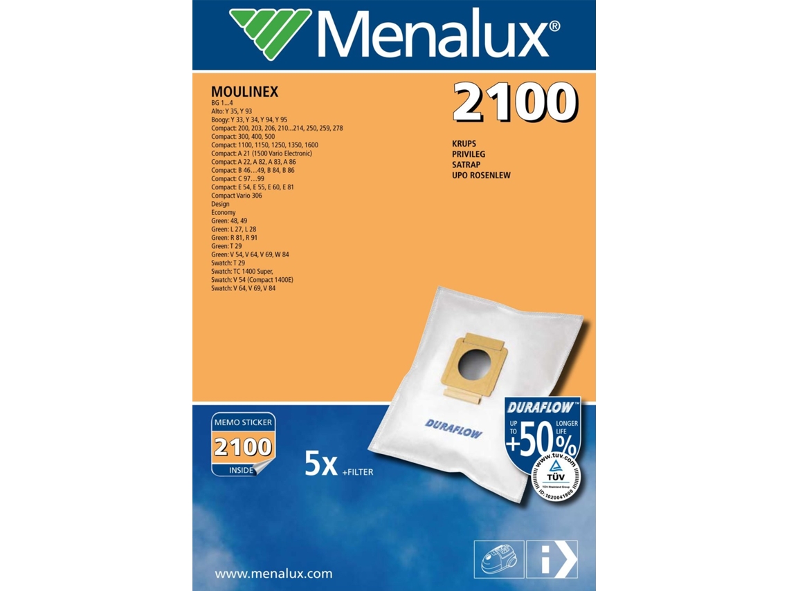 Saco de Aspirador MENALUX Menalux 2100 (5 unidades)