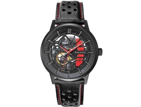 Relgio Lannie Paddock 338a433 Mostrador Esqueleto Pulseira De Couro Preto Resistncia Gua 5 Atm