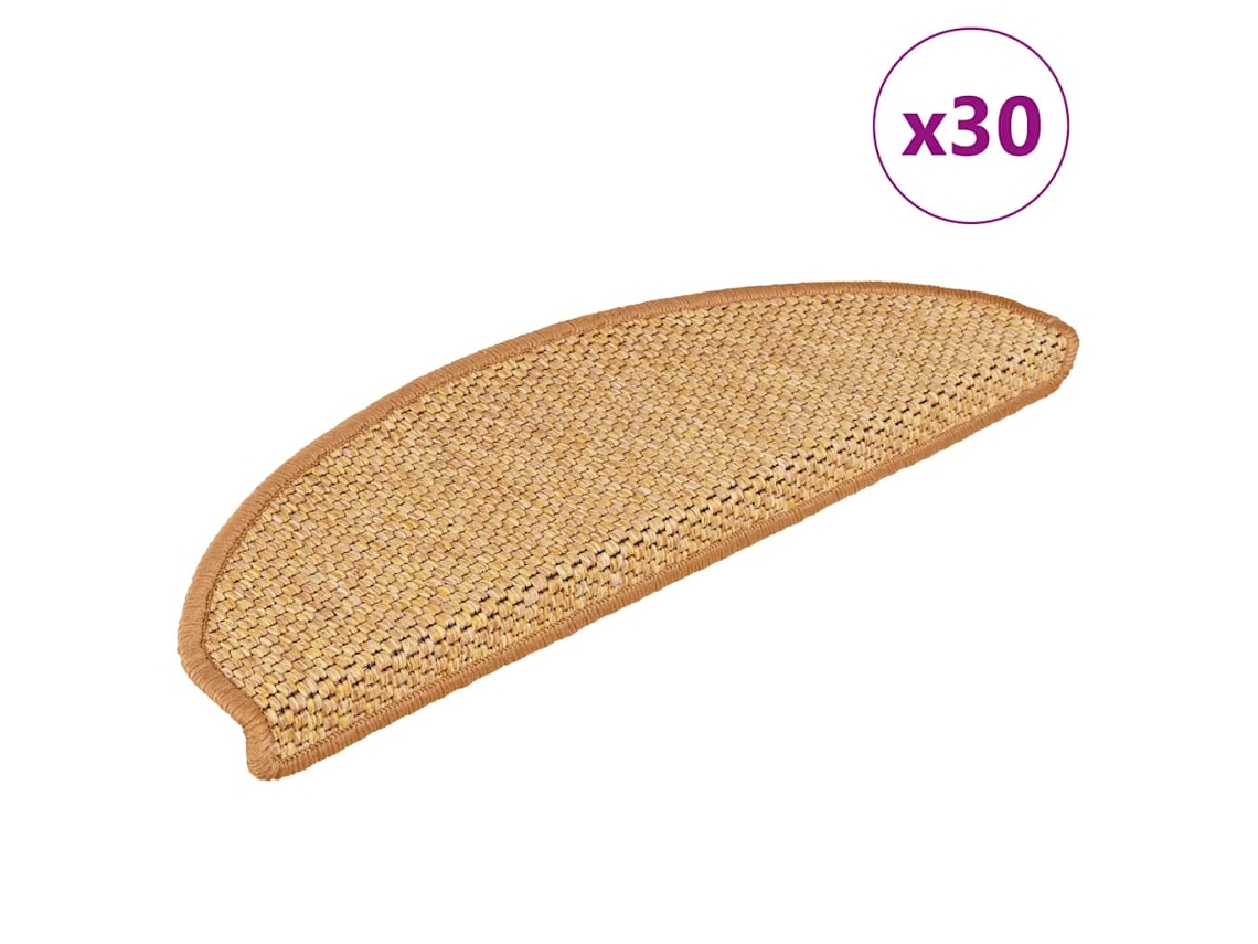 Vidaxl Tapetes Escada Adesivos Aspeto Sisal 30pcs 65x21x4 Cm Sisal