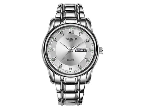 Relógio De Quartzo Masculino Wlisth S506 À Prova Dágua Com Calendário, Data E Semana, Prata Saisiyiky
