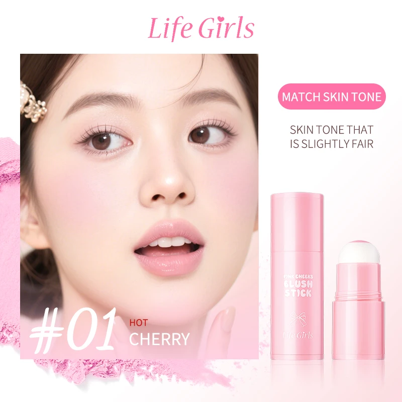 Blush Em Bastão Rosa Natural, Maquiagem Com Esponja Matte Estilo Coreano