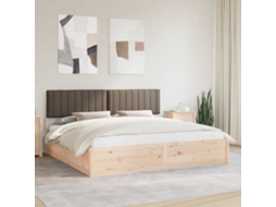 Vidaxl Estrutura De Cama Com Cabeceira Estofada Cinzento-acastanhado