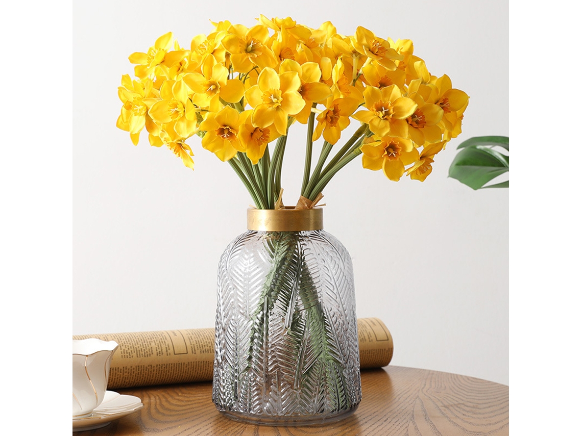 Laxiscreed: Conjunto De 6 Narcisos Amarelos Artificiais Para Decoração De Interiores