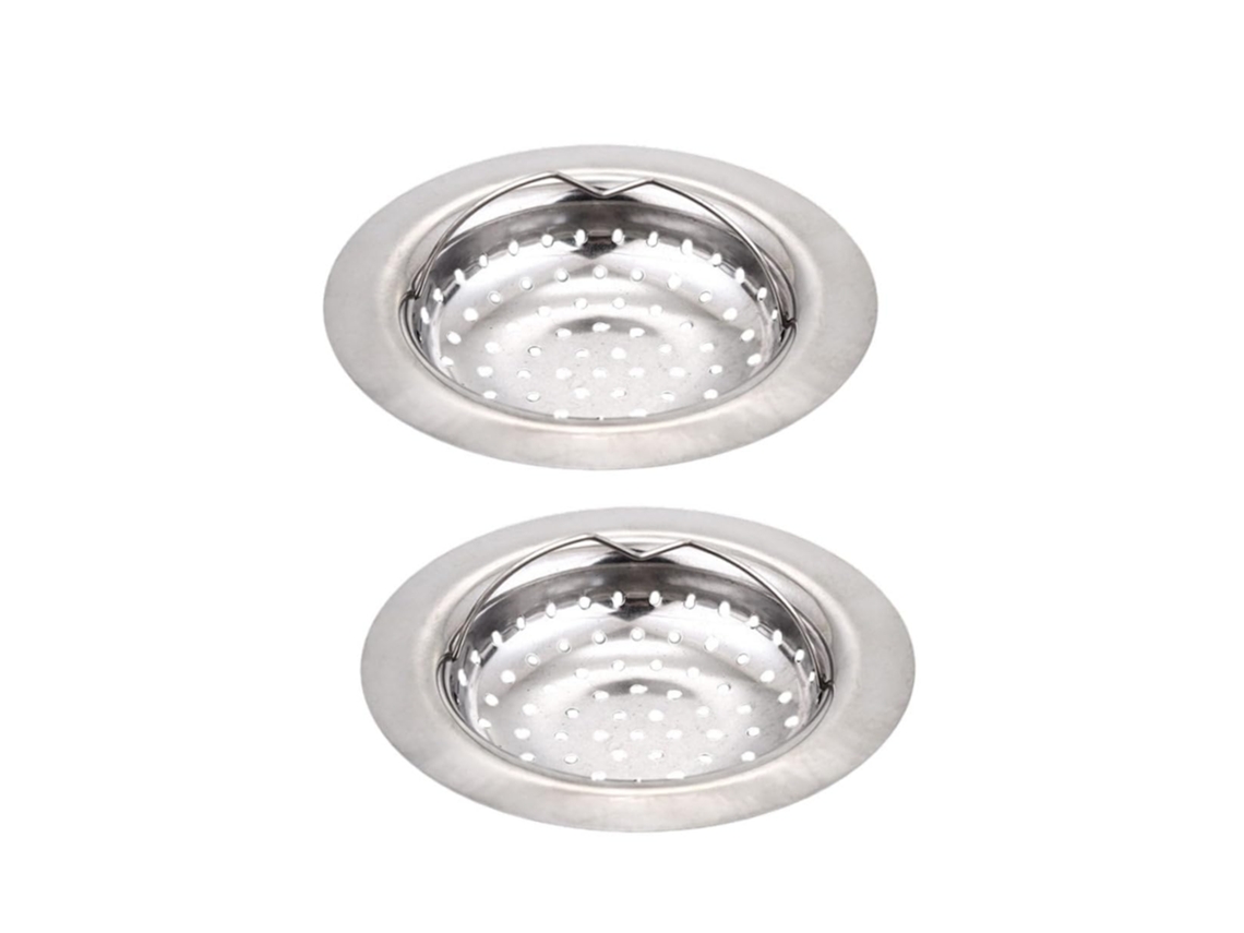 Conjunto Com 2 Filtros De Aço Inoxidável Para Ralos De Pias De Cozinha E Banheiro.