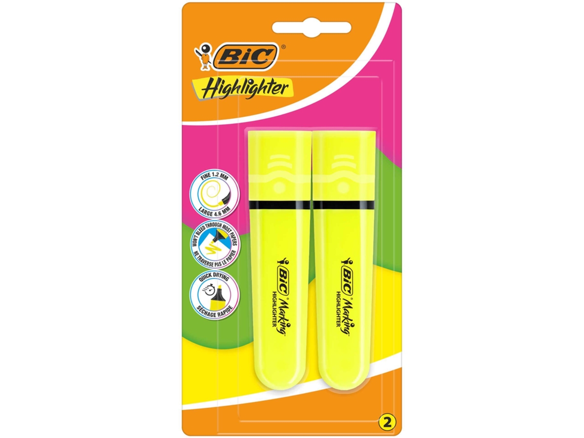 Sublinhador Flat Fluorescentes Neon 2 Unidades BIC