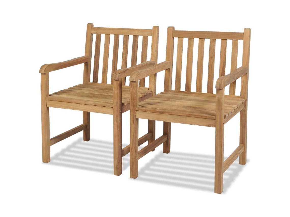 Vidaxl Cadeiras De Exterior 2 Pcs Madeira Teca Maciça