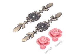 Conjunto de 2 Puxadores Cerâmica em Formato Rosa para Armário Klb BRILVIBERA