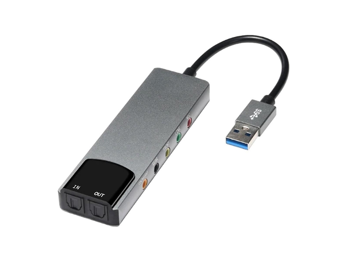 Placa De Som Externa Usb 6 Em 1 Para Computador, Placa De Som Multifuncional Compatível Com Laptop Slowmoose