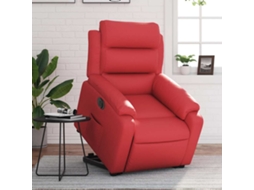 Vidaxl Poltrona Reclinável Elevatória Elétrica Couro Artif. Vermelho