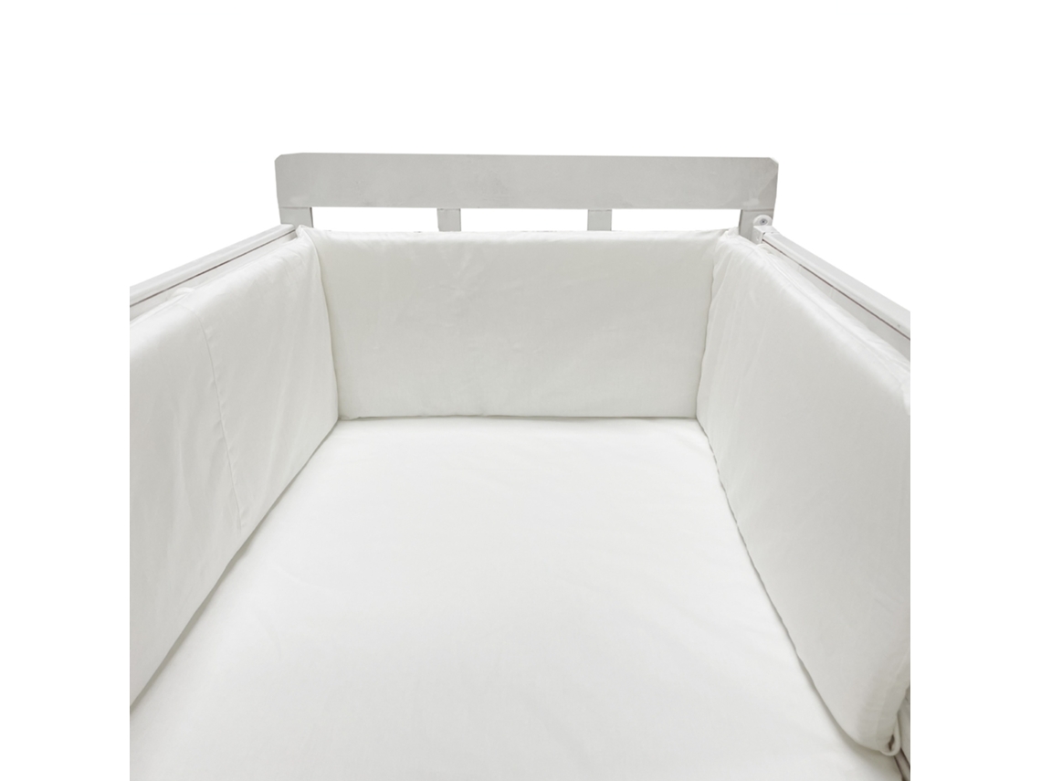 Protetor De Berço 200x30 Cm, Lavável, Branco, Macio Anticolisão Acolchoado Elysve