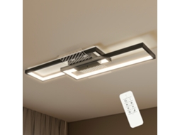 Luminária De Teto Retangular De Led, 43w, 3000-6000k, 4600lm, Controle Remoto, 70 X 30 Cm, Preta