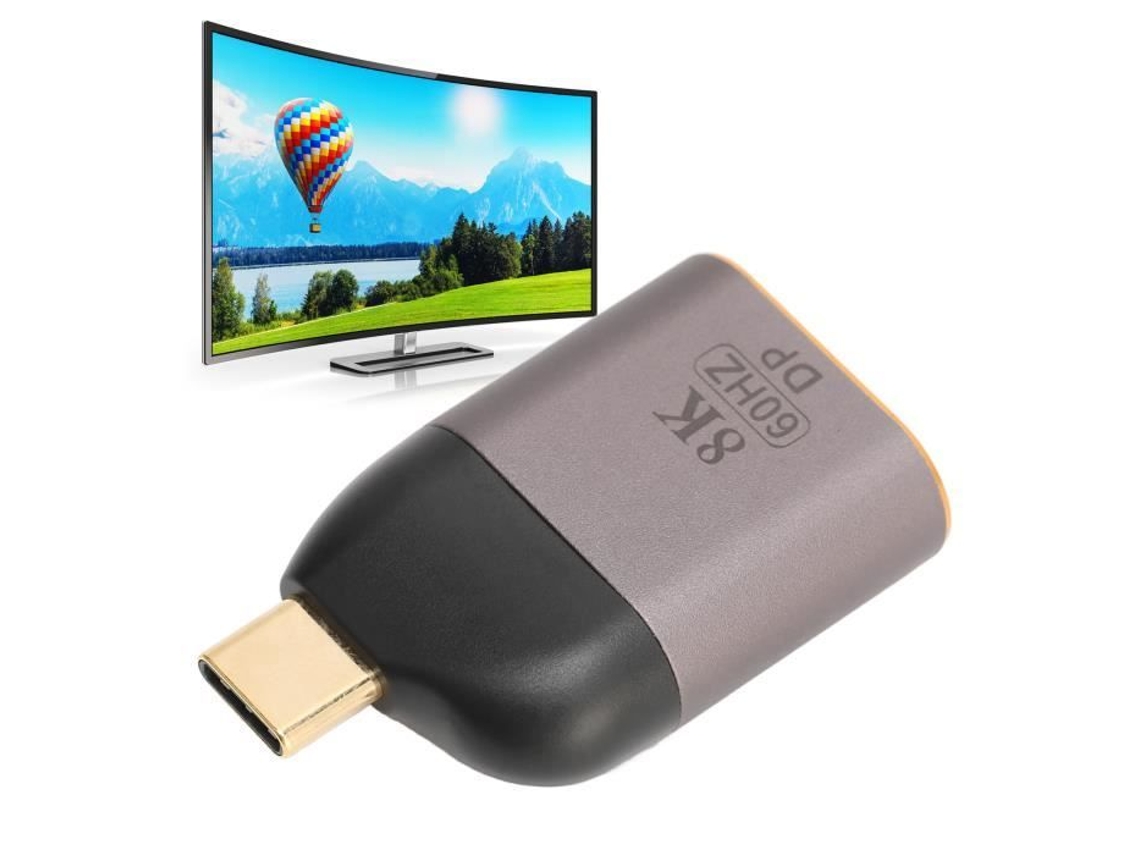 Adaptador HURRISE Usb C para Displayport 8K 60Hz 8.1Gbps Hbr3 Pro Xps