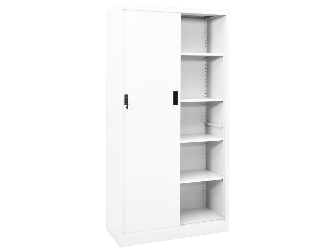 Armário de escritório com porta de correr 90x40x180 cm Aço Branco MAISON EXCLUSIVE