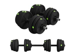 Conjunto de Halteres Ajustáveis 2 em 1 de 25 Kg com Guidões de Conexão e Alças Antiderrapantes para Academia em Casa Preto