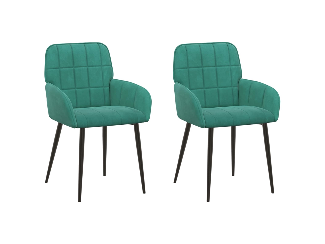 Conjunto 2 Cadeiras De Jantar Vidaxl Azul-turquesa Veludo (57 X 50 X 85 Cm)
