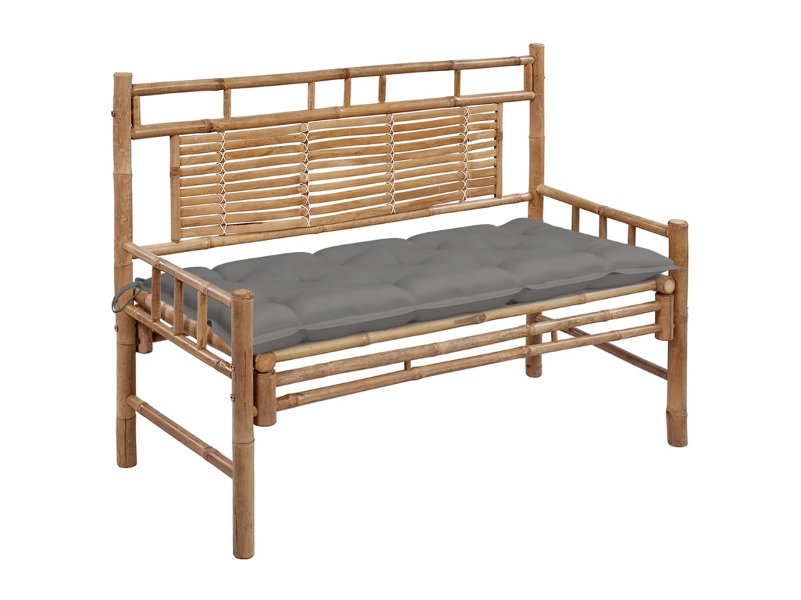 Vidaxl Banco De Jardim Com Almofadão 120 Cm Bambu
