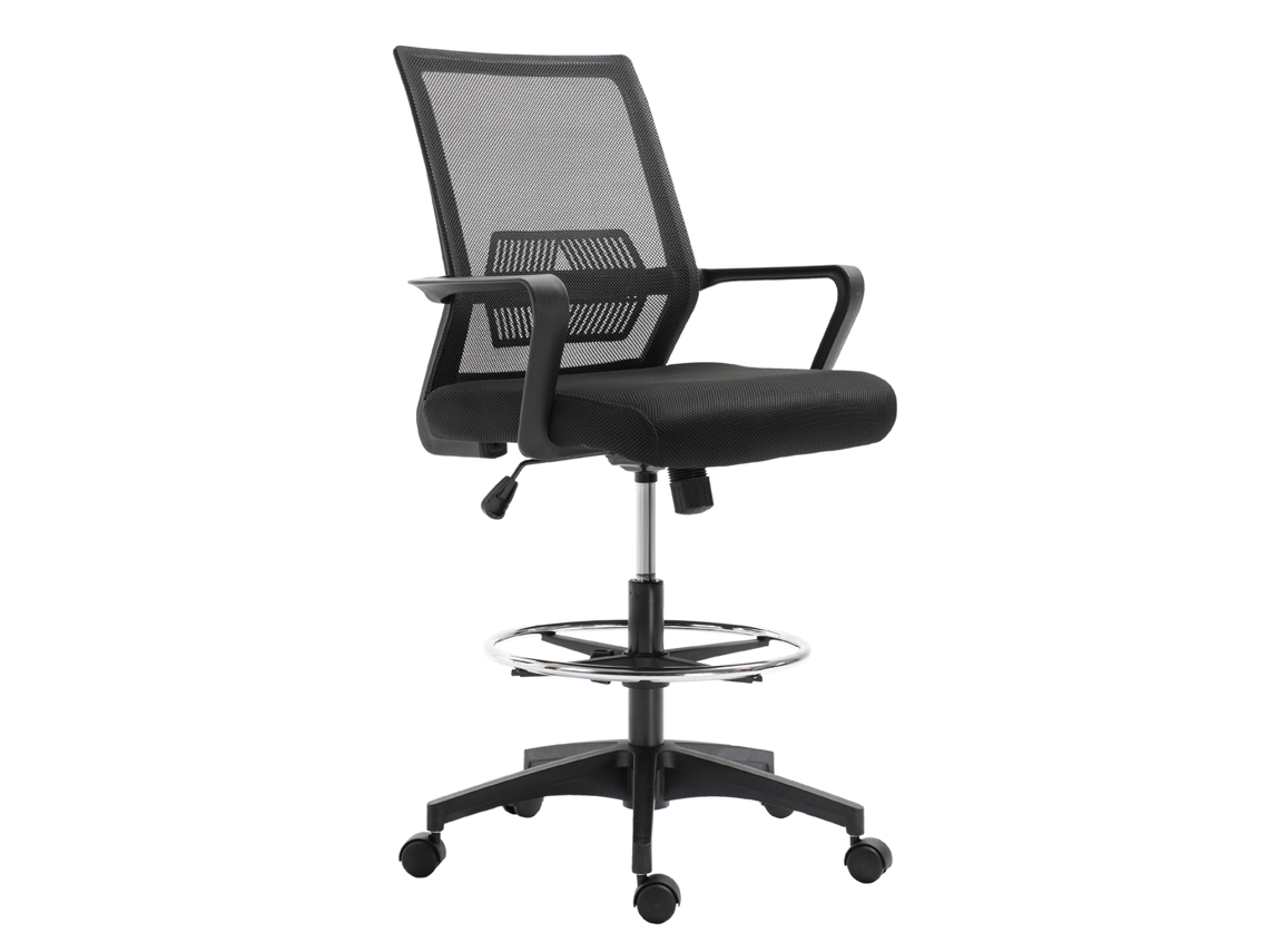 Cadeira Ergonômica CHEZMOI de escritório com ajuste de altura, base giratória, malha respirável, 64x59x104/124 cm, preta