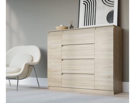 Cómoda Sonoma Dimensões Duas Portas 3XE LIVING Painel de partículas Castanho (101x120x39)