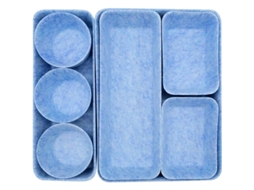 Organizador De Cajones De Fieltro Grueso Apilable Para Oficina Y Hogar Almacenamiento De Cosméticos, Utensilios Y Artículos Escolares Azul