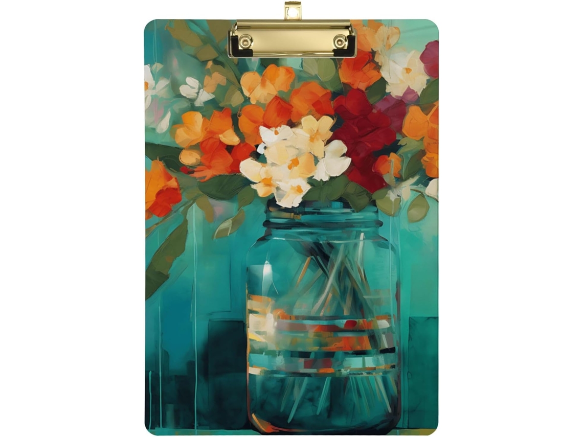 Conjunto de Prancheta de Enfermagem com Pintura a Óleo Azul e Verde