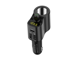 Transmissor Fm YIZHOOD Bt01 Bluetooth 5.0 Handsfree Tomada de Isqueiro Dual Usb Preto