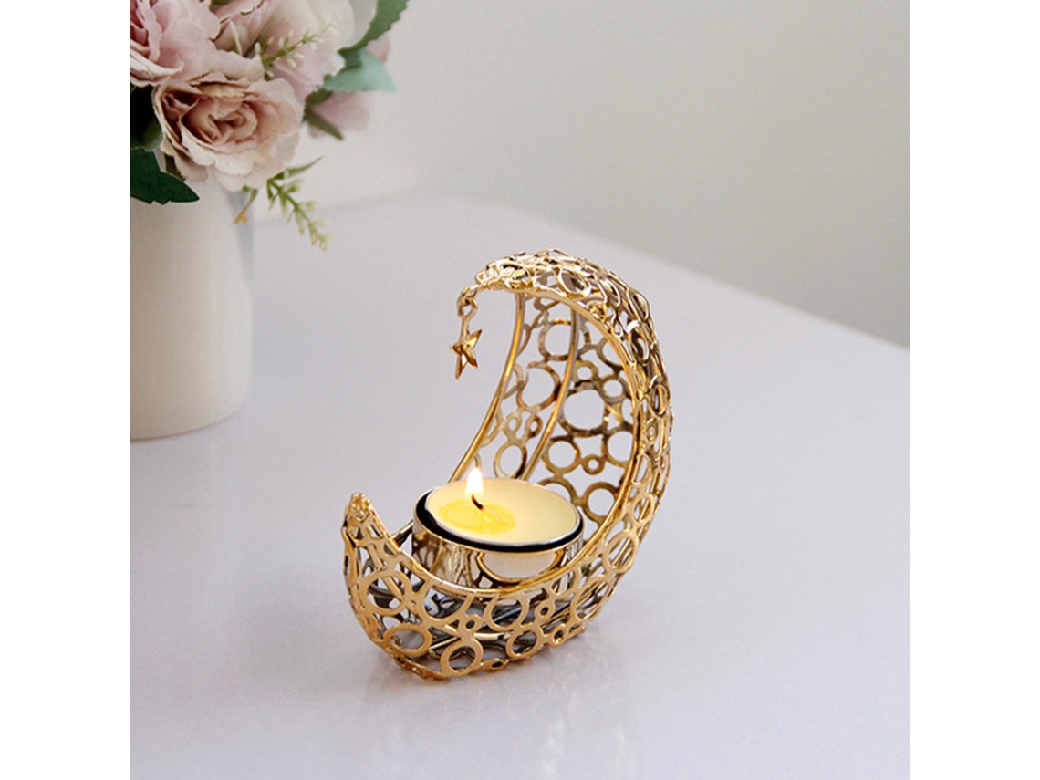 Suporte Para Velas De Metal (estrela Lua, Dourado Romântico) Eoocoo