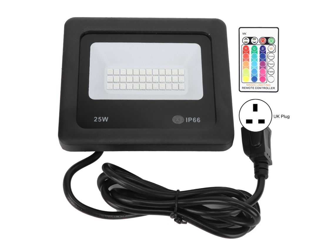 Rebe-projetor De Luz De Inundação Led Rgb Multicolor 25w Com Controle Remoto Para Pátio E Calçadinho