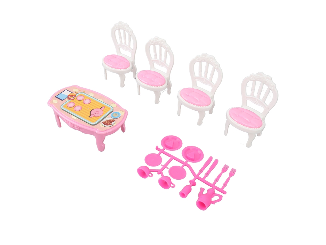 Sillas E Mesa De Jantar Para Casa De Boneca Em Escala 1:16 - Móveis Miniatura Para Bonecas
