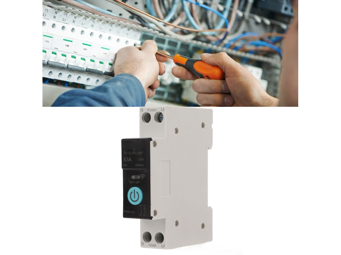 Disyuntor Din Rail Inteligente Wifi Interruptor Controle Remoto 3 Modos De Temporização 63a Para Eletrodomésticos