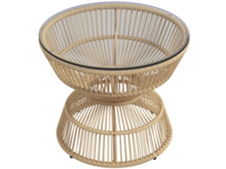 Mesa de Jardim Rattan BTFORUS, 60x60x50cm, com vidro, natural