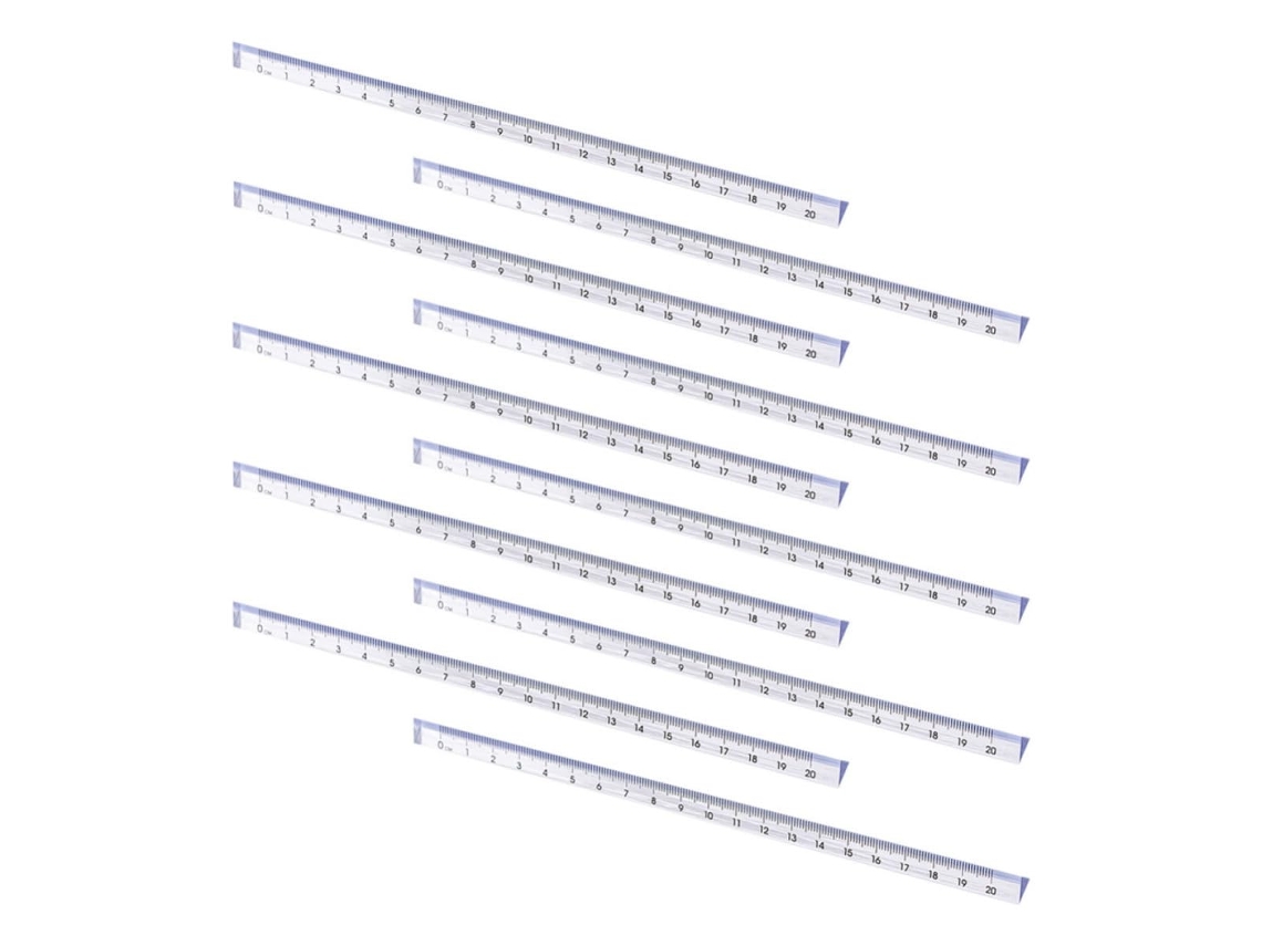 Régua triangular de plástico de 20 cm, ferramenta de medição