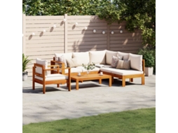 Vidaxl 5 Pcs Conjunto De Sofás De Jardim Com Almofadões Acácia Maciça