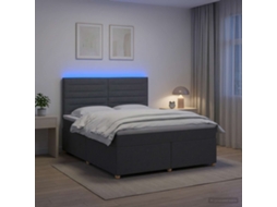 Vidaxl Cama Box Spring Com Colchão Cinzento-escuro 140 X 200 Cm Tecido