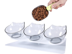 Tigela Elevada para Gatos com Suporte, Inclinada para Gatinhos, Elevada Anti vômito de Plástico Transparente para Água e Ração AQUAFORGE