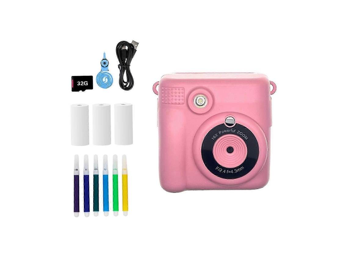 Máquina Fotográfica Infantil Com Impressão Instantânea, Zoom 16x E Ecrã De 2,4 Polegadas