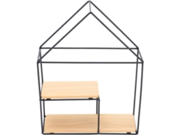 Prateleira De Parede Em Estilo Nórdico, Em Ferro E Madeira, Com Estrutura Em Formato De Casa, Ideal Para Casa E Cozinha