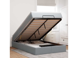 Vidaxl Estrutura Cama Otomana Colchão 120x200 Cm Tecido Cinzento Claro