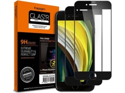 Película Vidro Temperado iPhone SE 2020 SPIGEN Full Cover Glue Preto