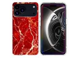 Capa Para Celular Iphone 17 Pro Com Estampa De Mármore, Macia - Vermelha