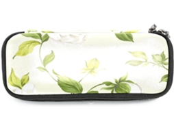Organizador de canecas de grande capacidade com estampa floral de hibisco, ideal para mochilas e bolsas escolares.