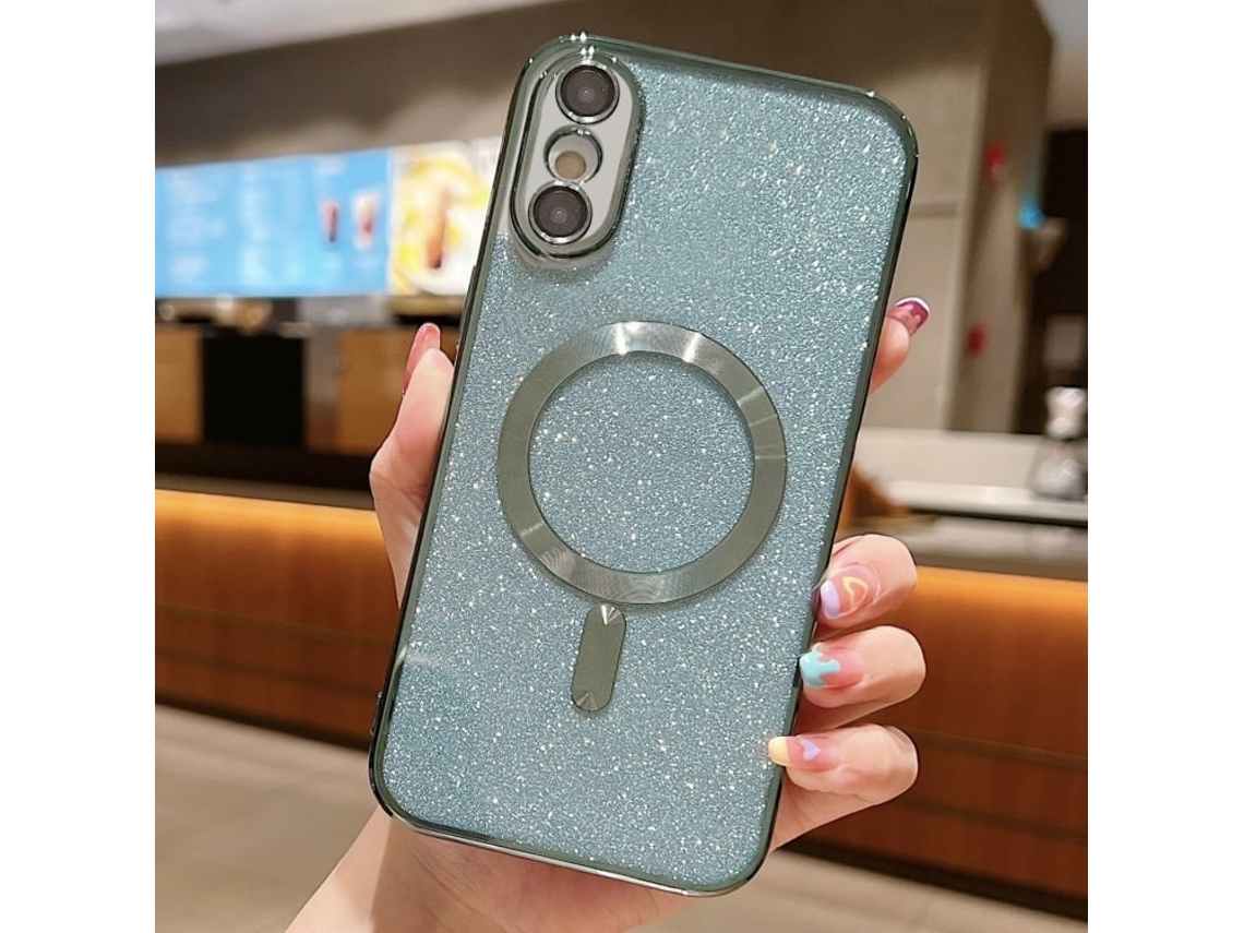 Capa De Tpu Para Iphone X - Glitter - Acabamento Eletroplástico - Magsafe