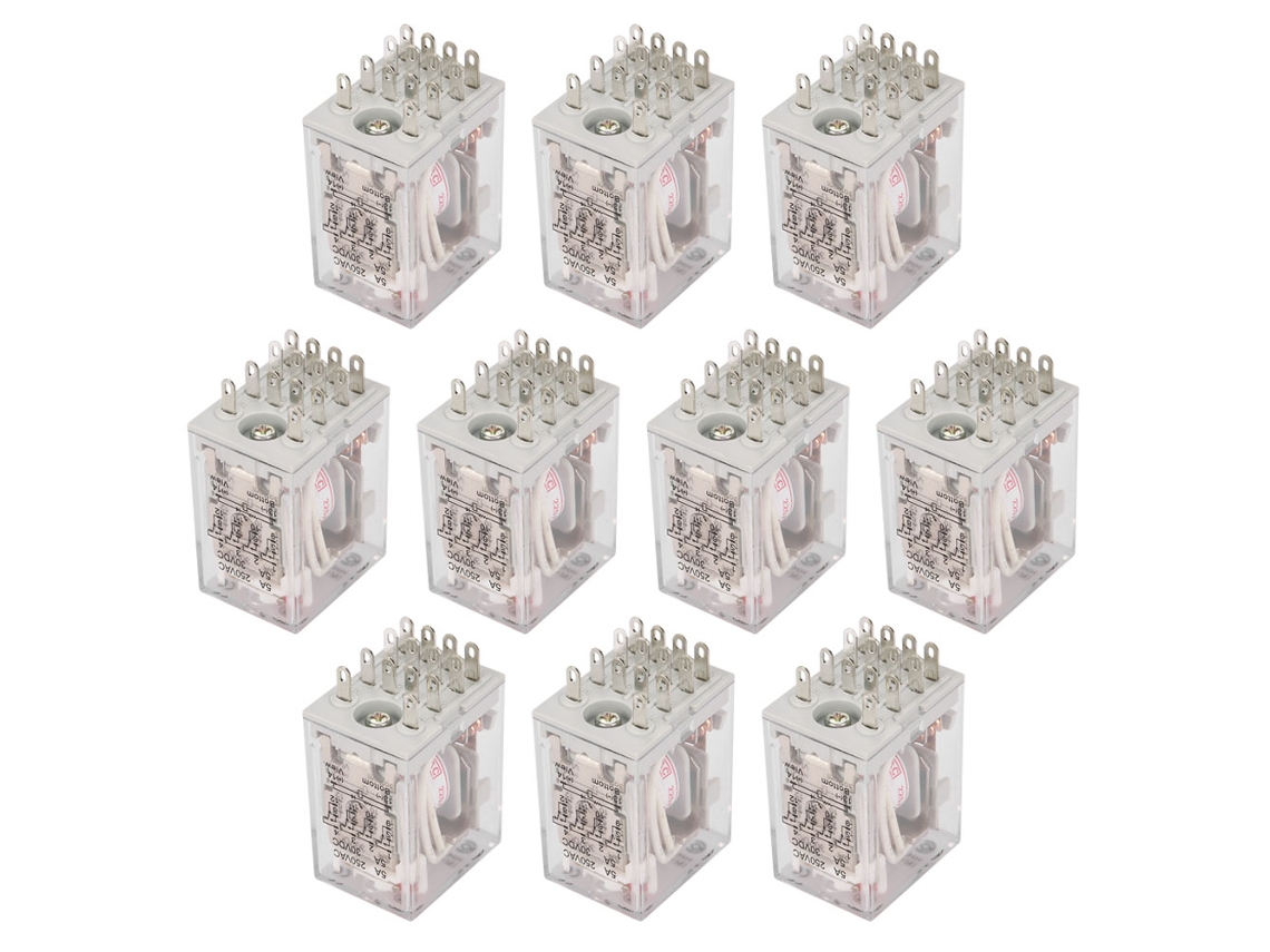Veloriskku-relé Intermedio Electromagnético De Potencia 14 Pines 4no 4nc Ac 250v Dc 30v Plata Total 10pcs
