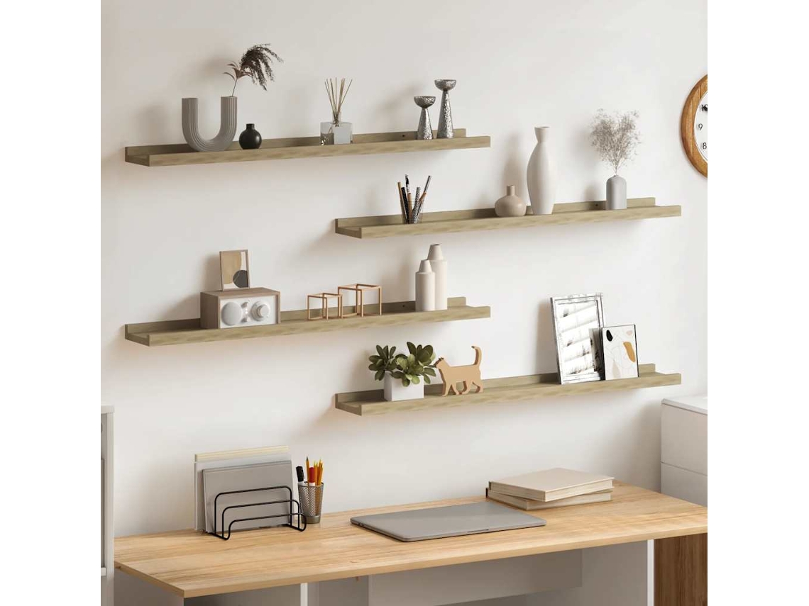 Vidaxl Prateleiras De Parede 4 Pcs 80x9x3 Cm Carvalho Sonoma