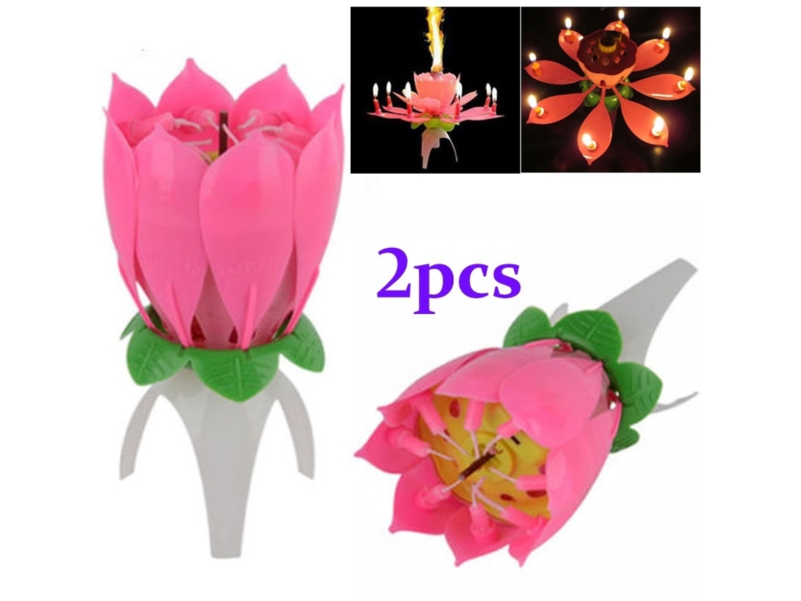 Vela Musical de Flor de Lótus para Aniversário e Presente Romântico, Pack de 2 Unidades LAXISCREED