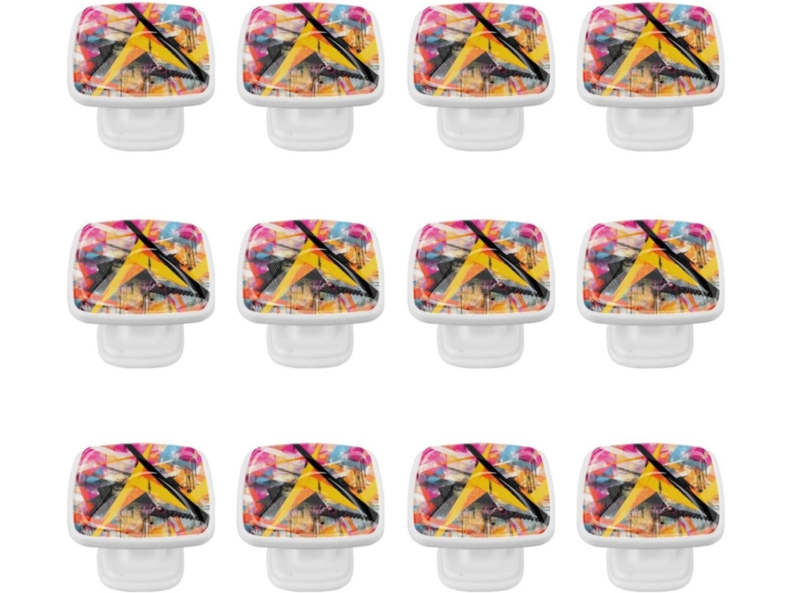 Puxadores Quadrados Para Armários De Cozinha, Puxadores Para Gavetas De Cômoda, 12 Peças, Grafite Geométrico Abstrato