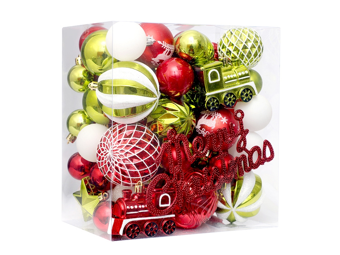 Conjunto De Enfeites De Natal - Vermelho, Verde E Branco