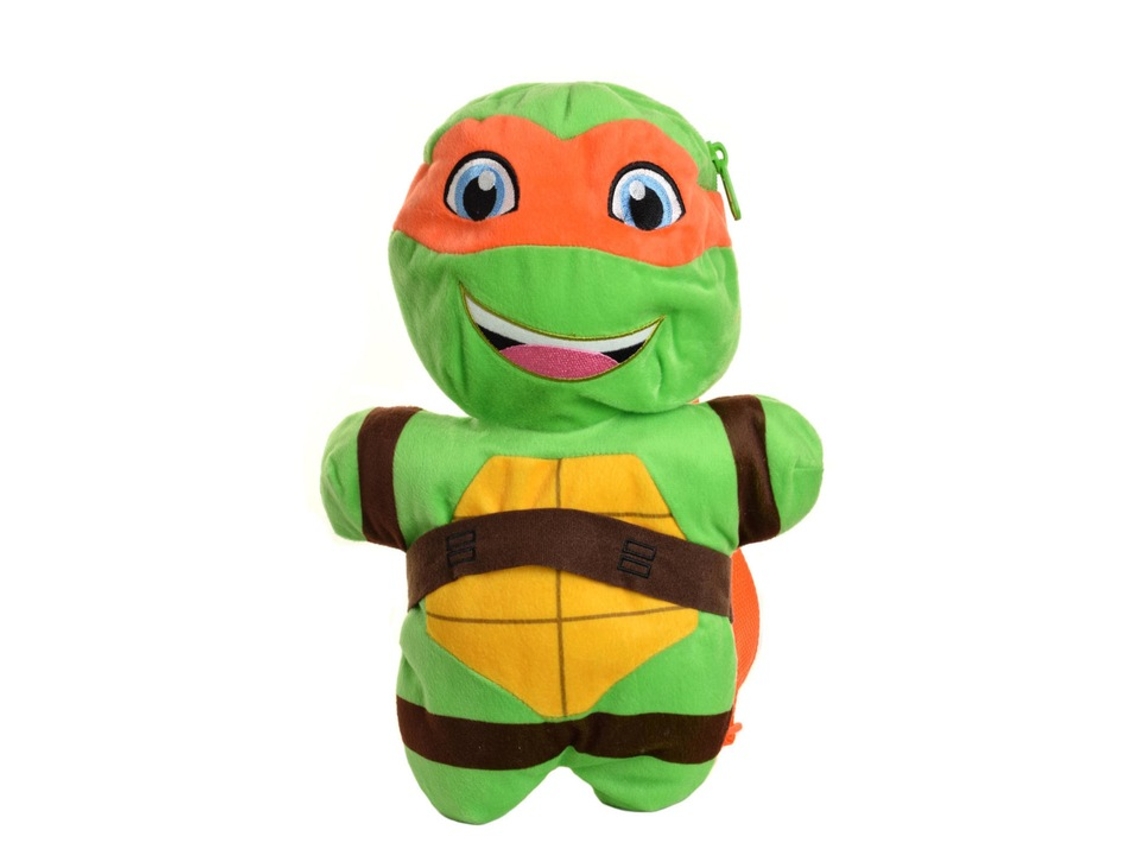 Mochila Pré-escolar 3d Peluche Tartarugas Ninja Michelangelo 38 Cm